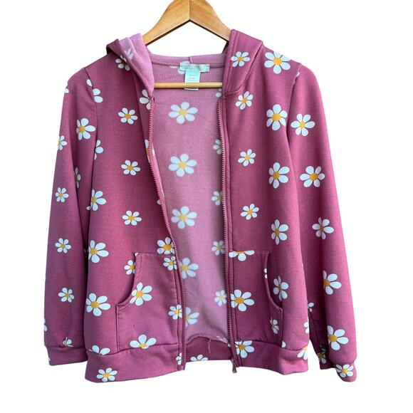 Emma & Elsa Girls XL 16 Daisy Floral Fleece Hoodie - Picture 3 of 4